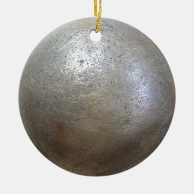 shot put implement ceramic tree decoration (Front)