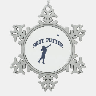 Shot Putter Snowflake Pewter Christmas Ornament