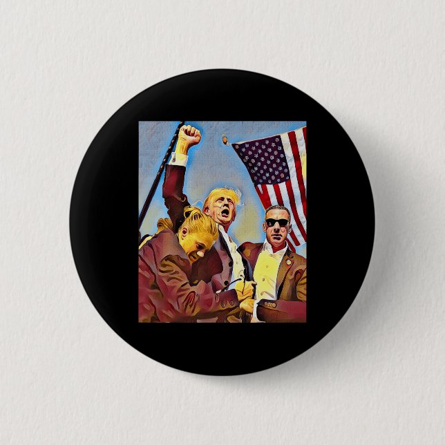 Shot Trump Fight  6 Cm Round Badge (Front)