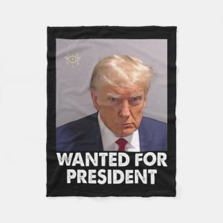 Shot Trump Funny Wanted For President 2024  Fleece Blanket