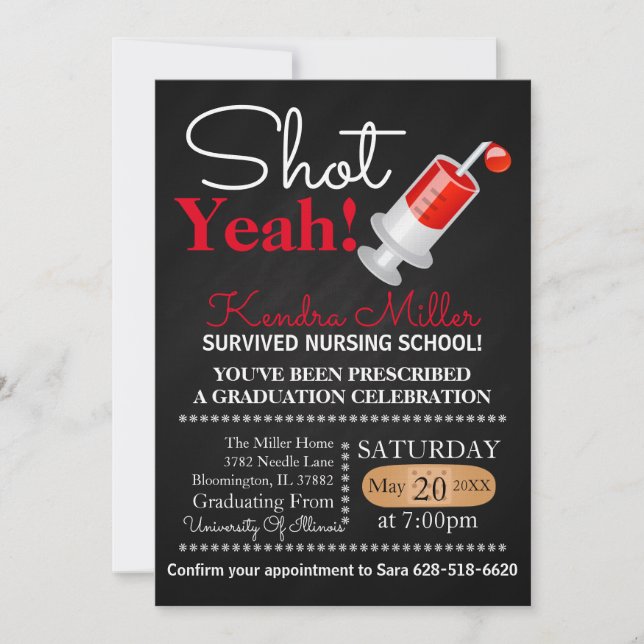 Shot Yeah! Nursing School Graduation Invitation (Front)
