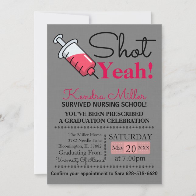 Shot Yeah! Nursing School Graduation Invitation (Front)