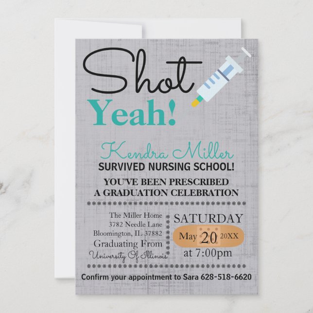 Shot Yeah! Nursing School Graduation Invite (Front)