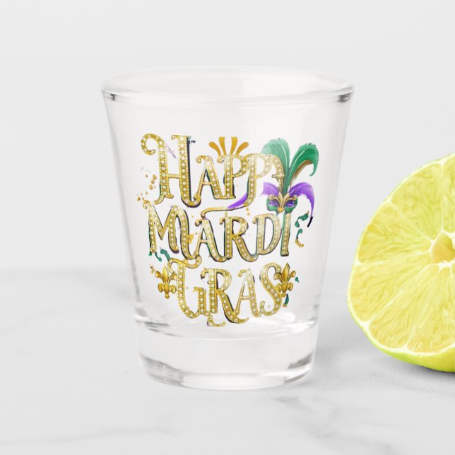 Shotglass "Happy Mardi Gras" Shot Glass (Front)