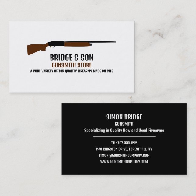 Shotgun Design, Gunsmith, Gunstore Business Card (Front/Back)