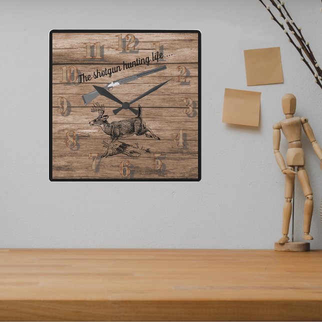 Shotgun Hunting Life Woods Buck and Shotgun Square Wall Clock (Creator Uploaded)