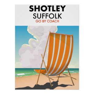 Shotley suffolk beach travel poster