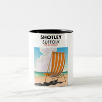 Shotley suffolk beach travel poster
