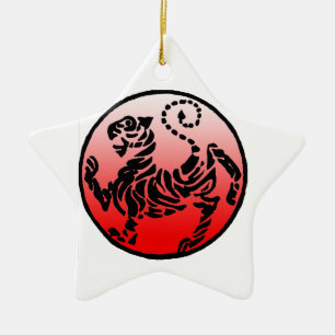 Shotokan Black & Blue Tiger Ceramic Tree Decoration