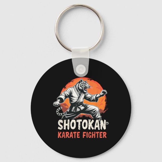 Shotokan Karate Fighter Martial Arts Tiger Funny K Key Ring (Front)