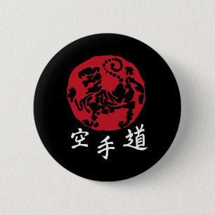 Shotokan Karate Red Martial Arts Taekwondo Black W 6 Cm Round Badge