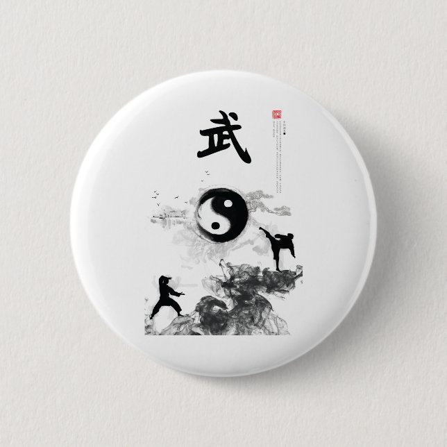 Shotokan Karate Uniform Karate Outfit Karate Calli 6 Cm Round Badge (Front)