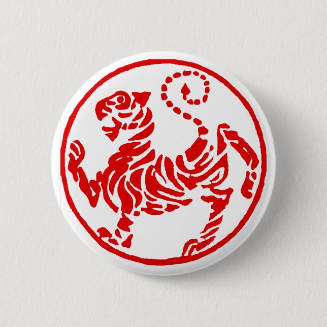 Shotokan Red Rising Sun Tiger Japanese Karate 6 Cm Round Badge (Front)