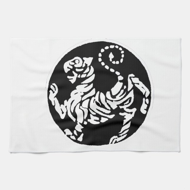 SHOTOKAN TIGER BLACK AND WHITE TEA TOWEL (Horizontal)