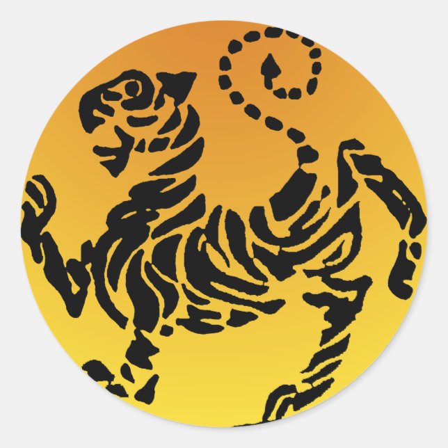 Shotokan Tiger - Gold Classic Round Sticker (Front)