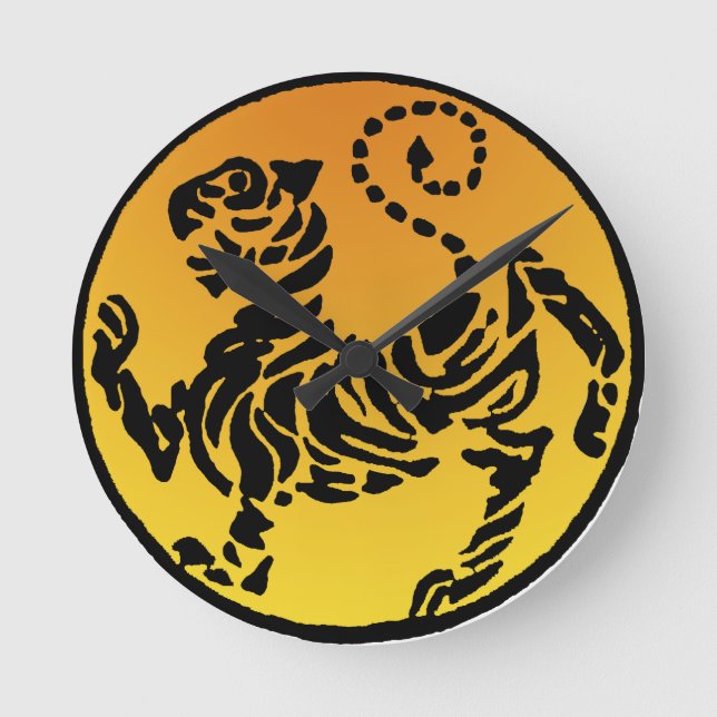 Shotokan Tiger - Gold Round Clock (Front)