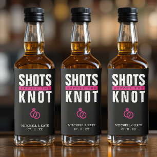 Shots Before the Knot Black Bachelorette Party Liquor Bottle Label