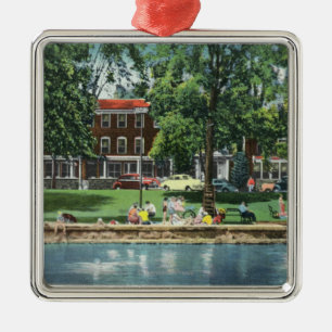 Shotwell Park and Sherwood Inn Scene Metal Tree Decoration