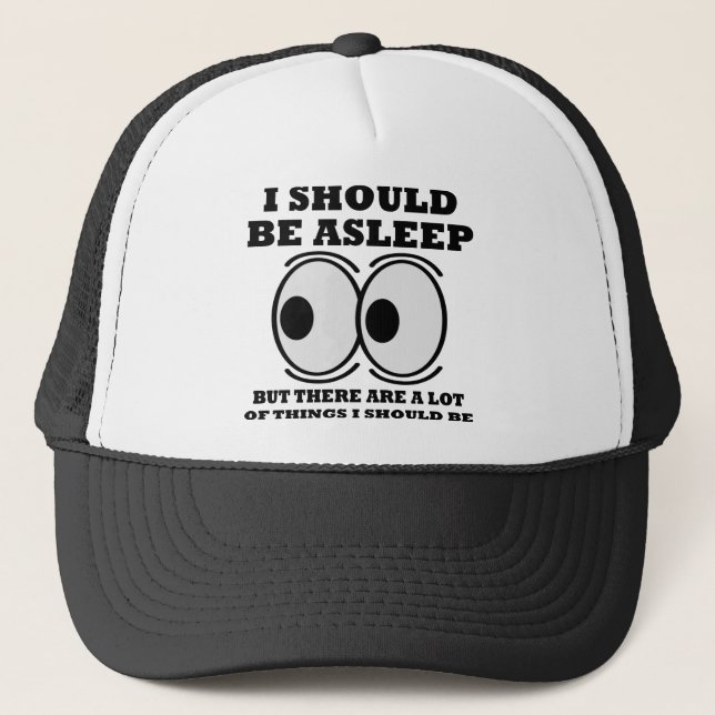 Should Be Asleep Funny Ball Cap Hat (Front)