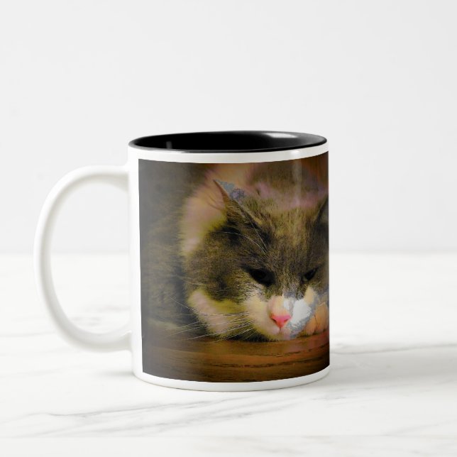 Should have stayed in bed Cat Meme Two-Tone Coffee Mug (Left)
