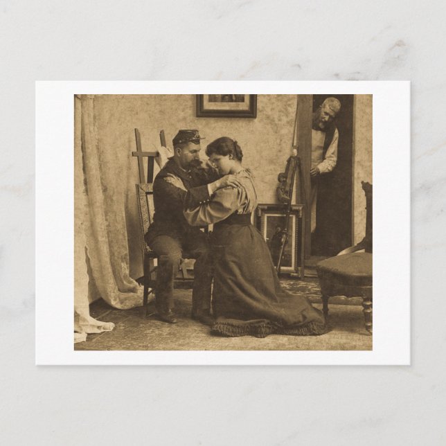 Shoulder Arms Antique Grayscale Vintage Stereoview Postcard (Front)