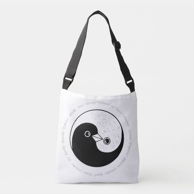 Shoulder bag b/w YinYang doves harmony (Front)