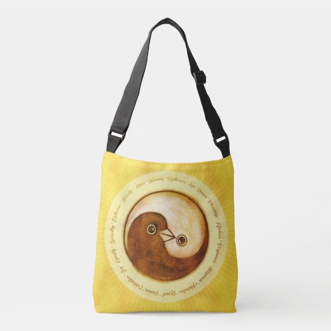 Shoulder bag gold YinYang doves harmony (Front)