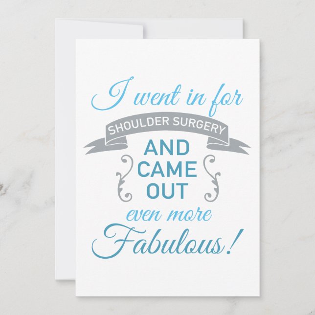 Shoulder Surgery Fabulous Recovery (Blue) Invitation (Front)