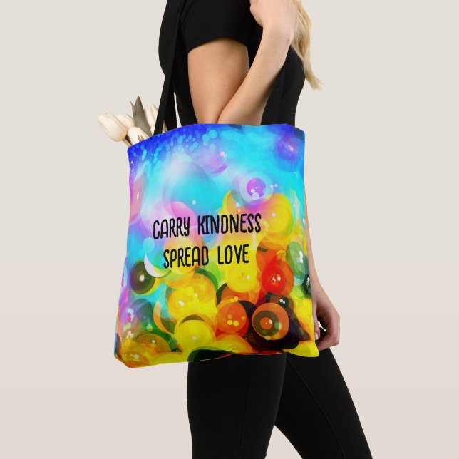 Shoulder tote bag with bubbles and text (Close Up)