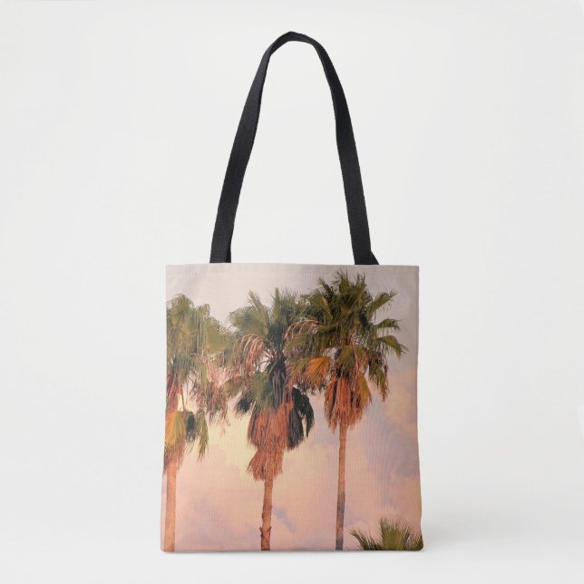 Shoulder Tote Three Palm Trees Sunset Bag (Front)
