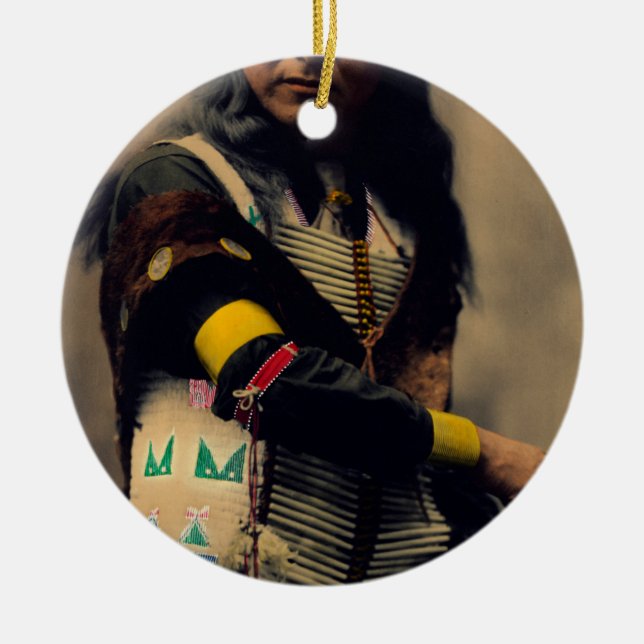 Shout At Oglala Sioux 1899 Ceramic Tree Decoration (Front)