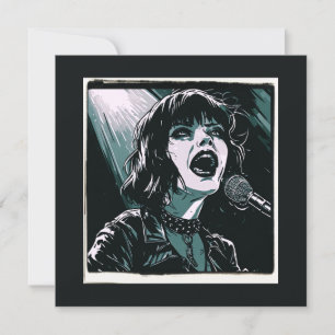 Shout It Out Loud Punk Rocker Retro Vintage Teal Card