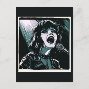 Shout It Out Loud Punk Rocker Retro Vintage Teal Postcard