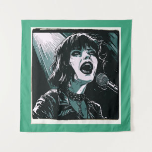 Shout It Out Loud Punk Rocker Retro Vintage Teal Tapestry
