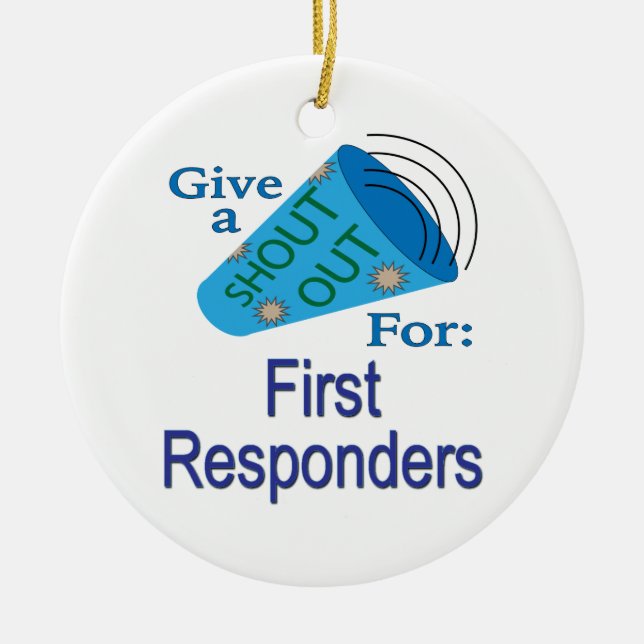 Shout Out for First Responders Ceramic Tree Decoration (Front)