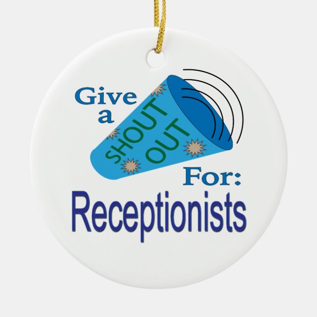 Shout Out for Receptionists Ceramic Tree Decoration (Front)