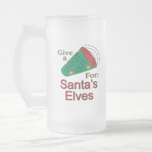 Shout Out for Santa's Elves Frosted Glass Beer Mug