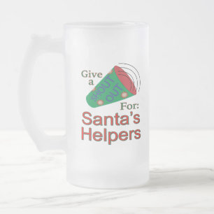 Shout Out for Santa's Helpers Frosted Glass Beer Mug