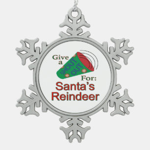 Shout Out for Santa's Reindeer Snowflake Pewter Christmas Ornament