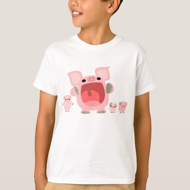 Shouting Cartoon Pigs Children T-shirt :) (Front)