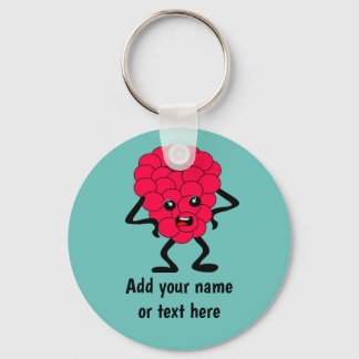 Shouty Raspberry - funny angry fruit guy on custom Key Ring