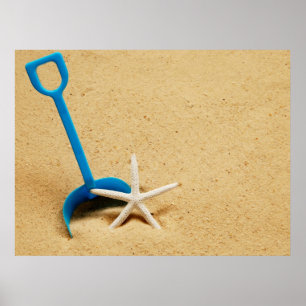 Shovel & Starfish Beach Fun Poster