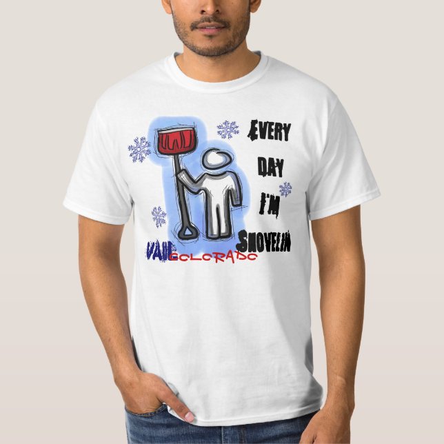 Shovelin humour Vail Colorado value tee (Front)