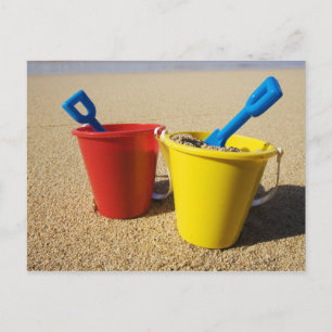Shovels And Pails On Sandy Beach Postcard