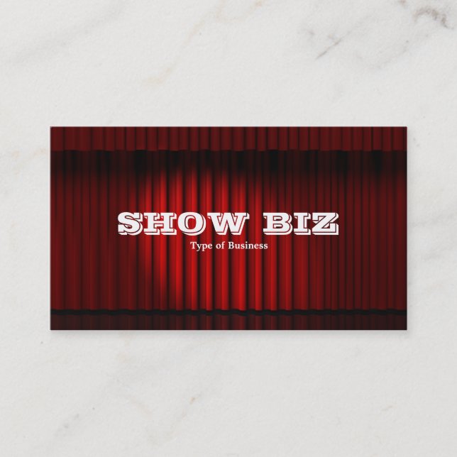 Show Biz Red - White Text Business Card (Front)