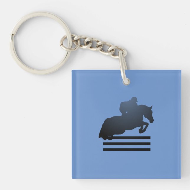  Show jumper clearing an obstacle.   Key Ring (Front)
