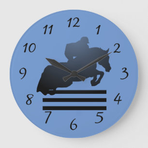  Show jumper clearing an obstacle.     Large Clock