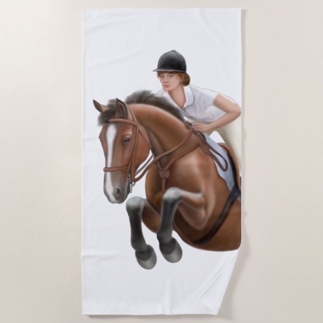 Show Jumper Horse Equestrian Beach Towel (Front)