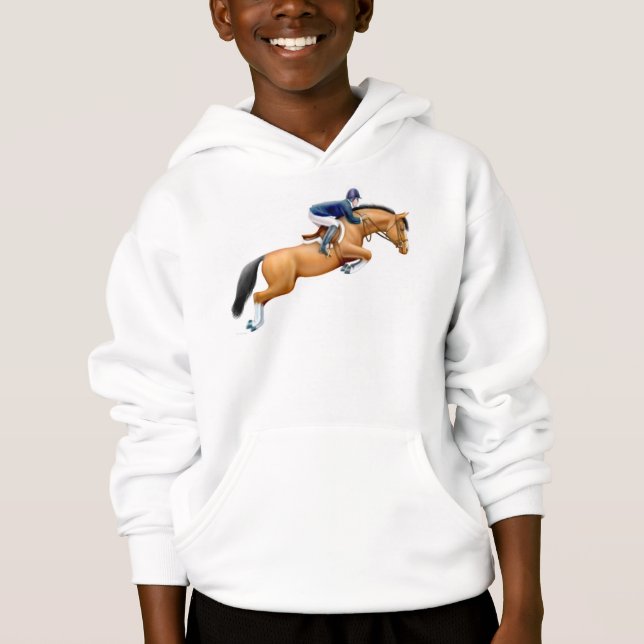 Show Jumper Horse Kids Hoodie (Front)