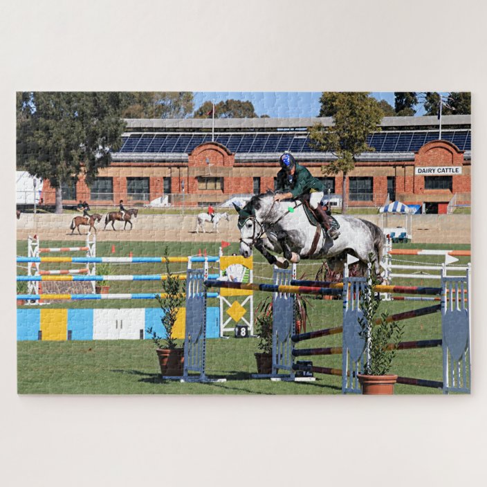 Show jumping horse and rider 3 jigsaw puzzle Zazzle.co.uk
